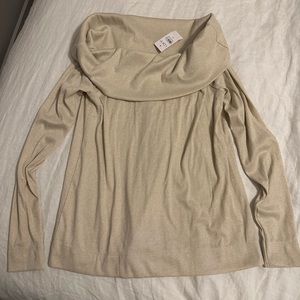NWT Loft gold glitter cowl neck top size medium